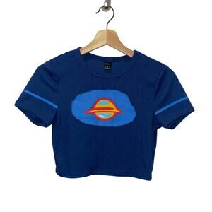 🪐SHEIN Blue Planet Cropped Baby Tee, Junior Medium